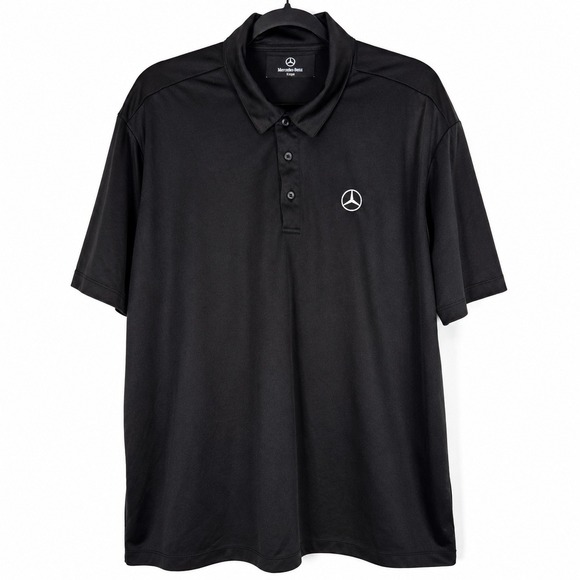 Mercedes-Benz Polo Shirt Mens XL Black Short Sleeve Logo Performance Golf Luxury